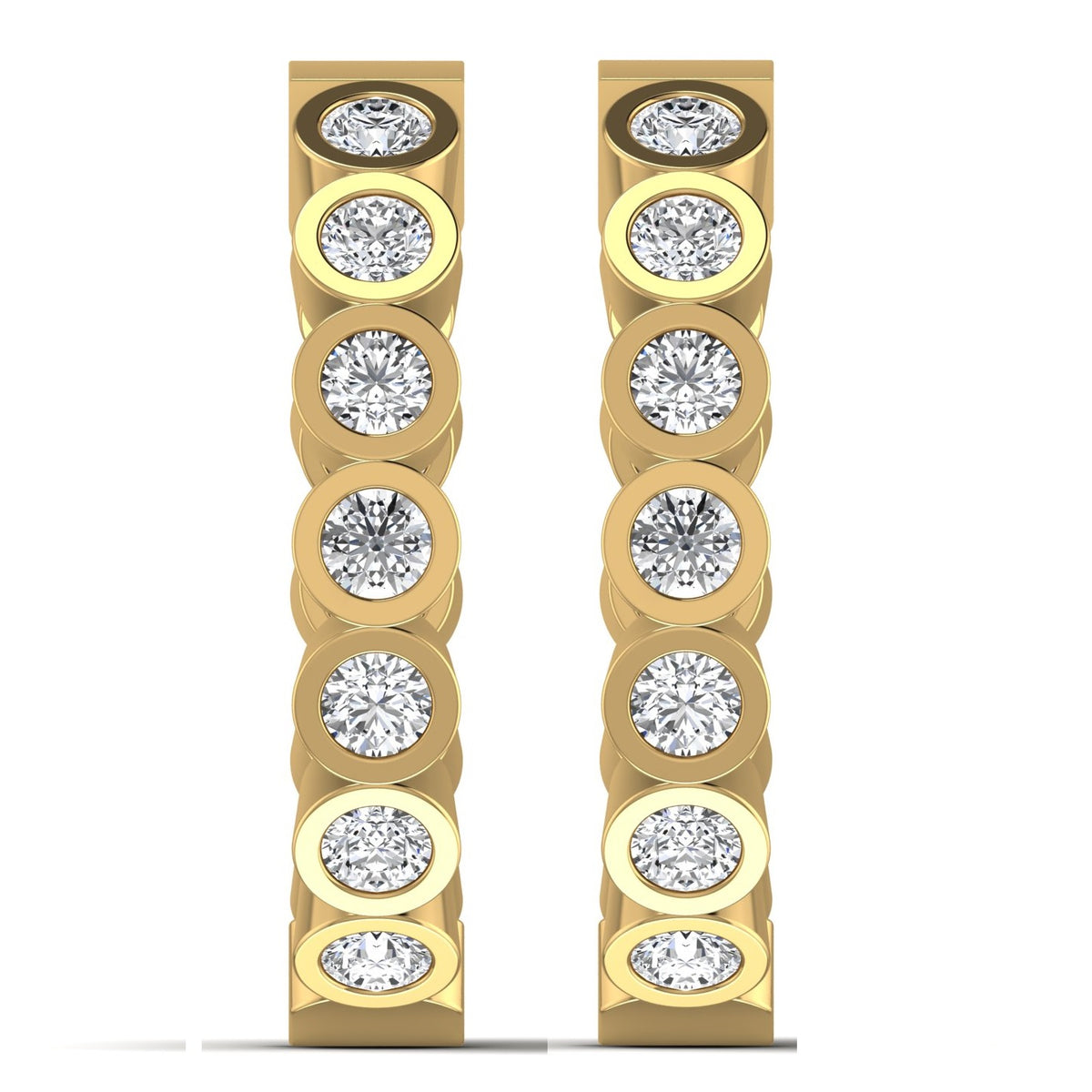 Boucles d'oreilles en or jaune serties de diamants (1,20 ct) sertis à l'intérieur