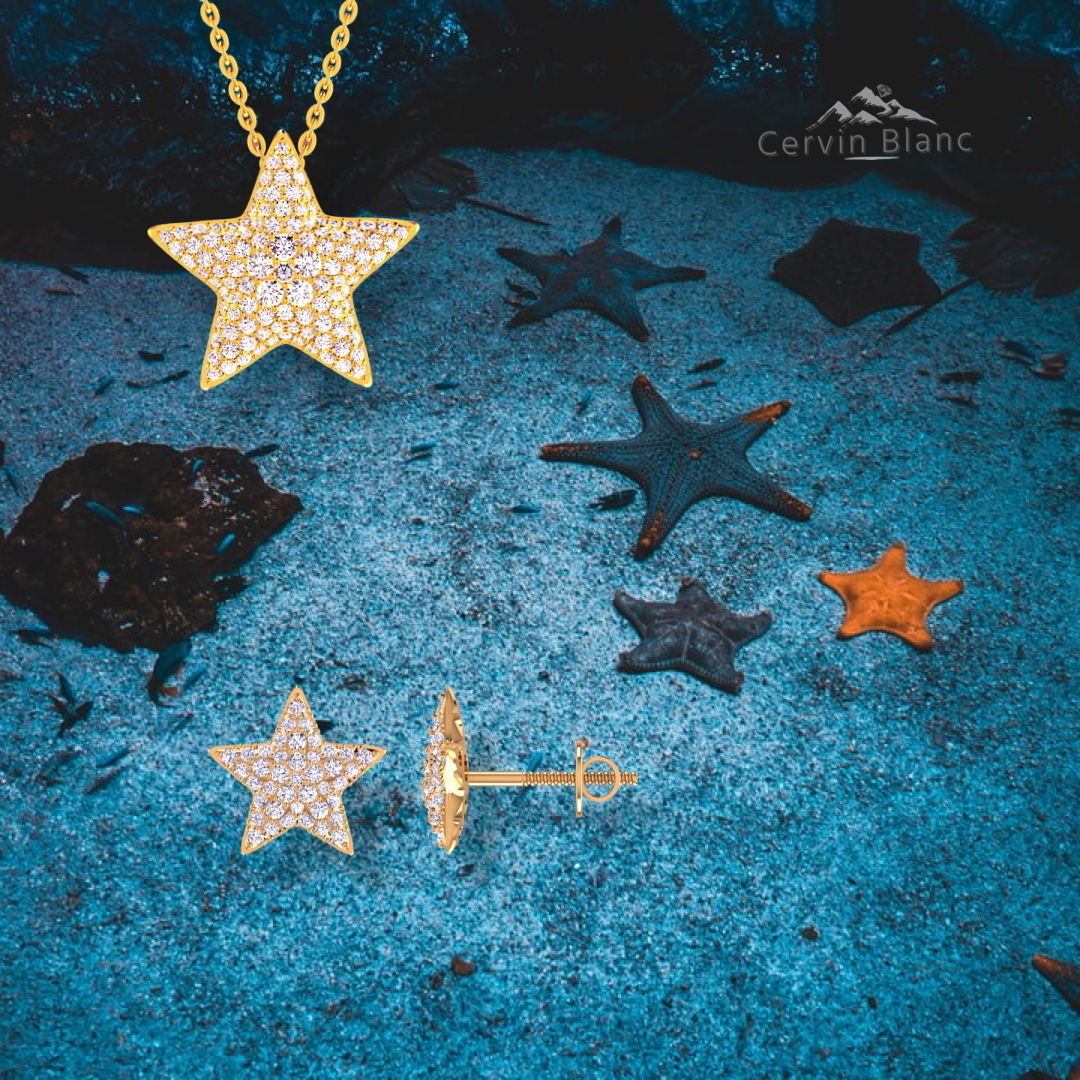 18ct Yellow Gold Diamond Star Necklace