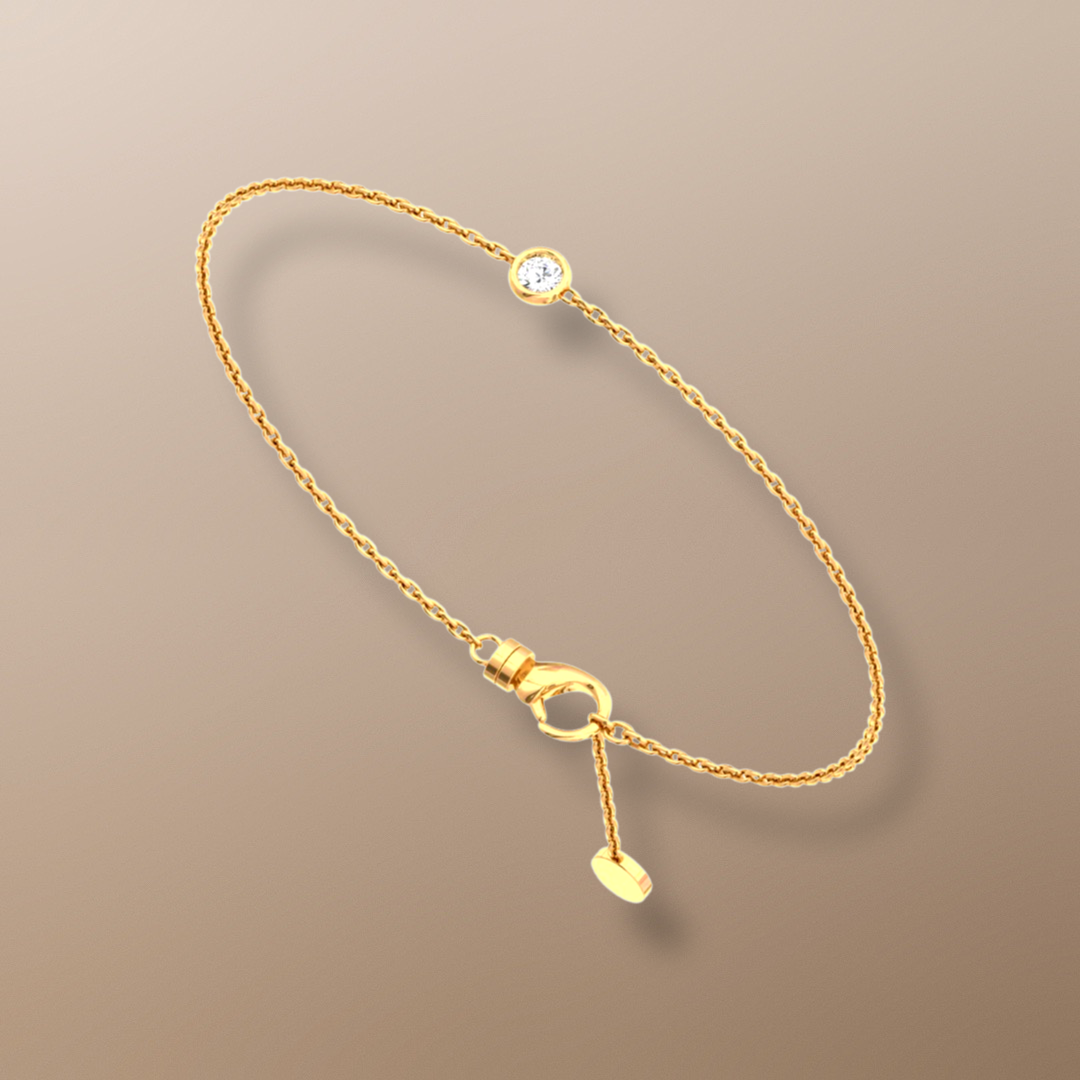 18ct Yellow Gold Solitaire Diamond Bracelet, 0.15ct diamond, elegant jewelry, classic design, formal event, casual night out, luxury investment