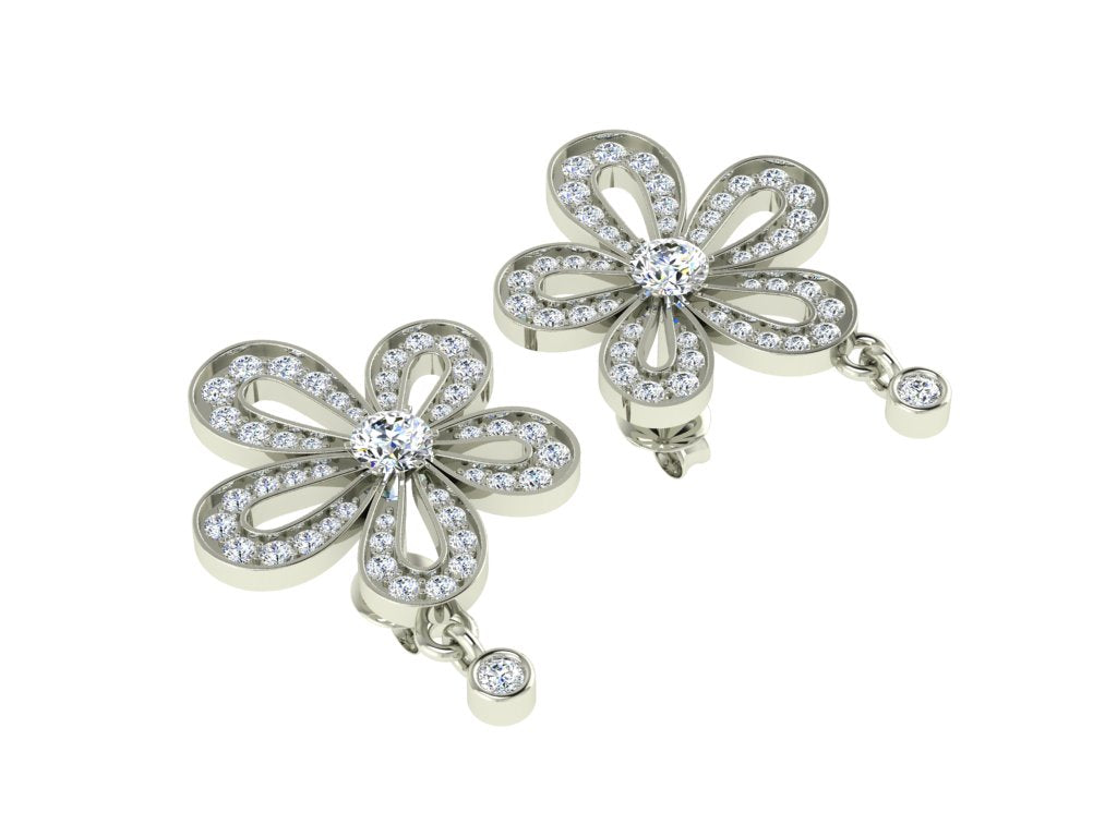 Plumeria flower diamond studs