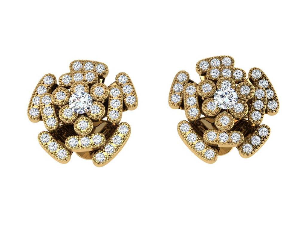Boucles d'oreilles Alpine Rose en or jaune et diamants