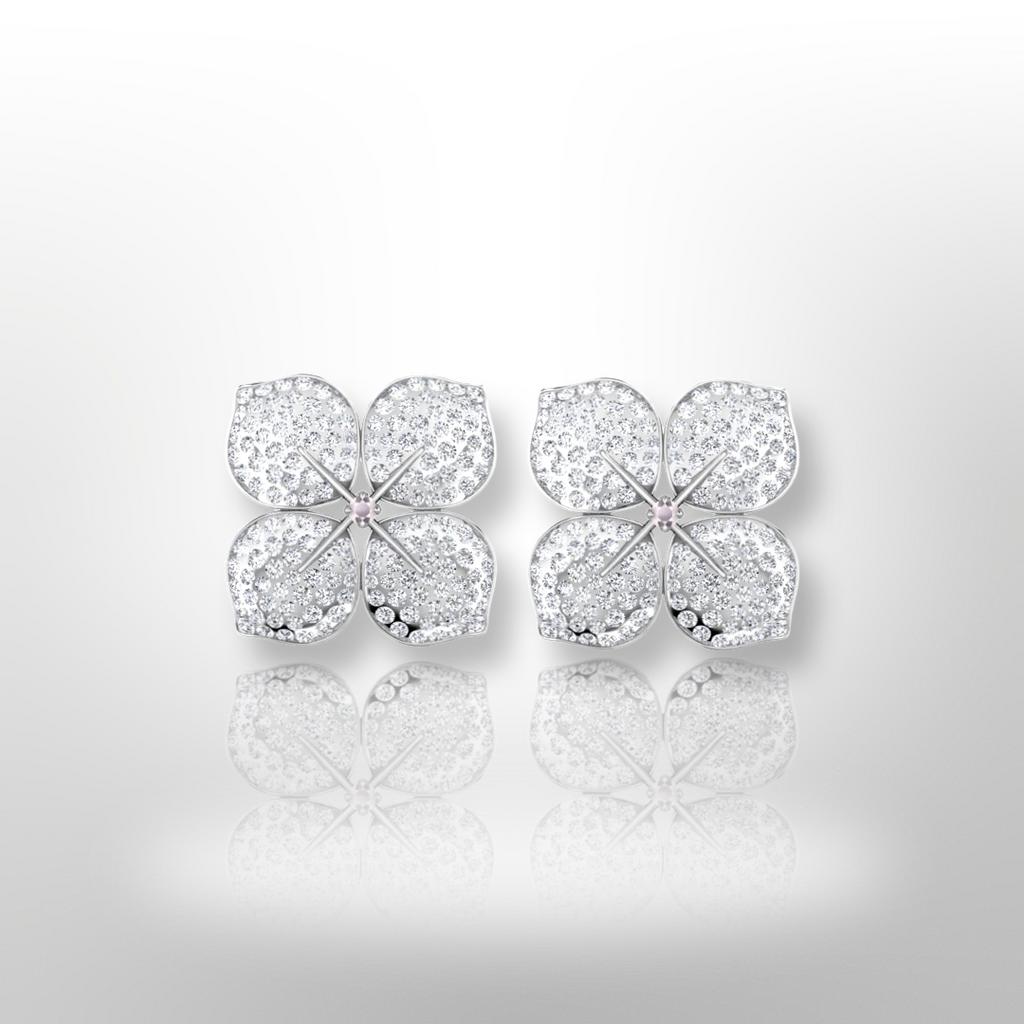 Hydrangea Diamond Earrings White Gold