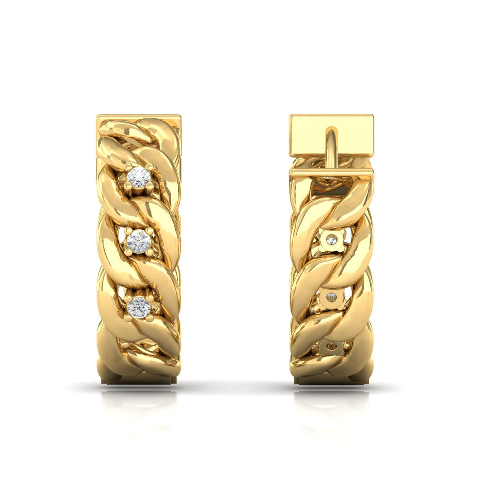 Front & Back Diamond Hoop Earrings Yellow Gold