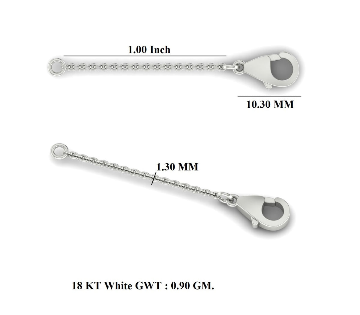 18ct White Gold chain extender 1 inch