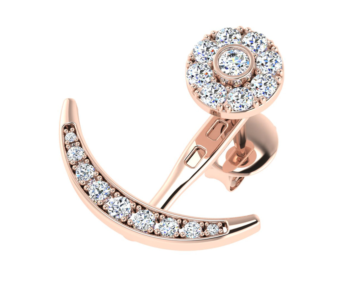 Elegant 18ct rose gold diamond jacket earring