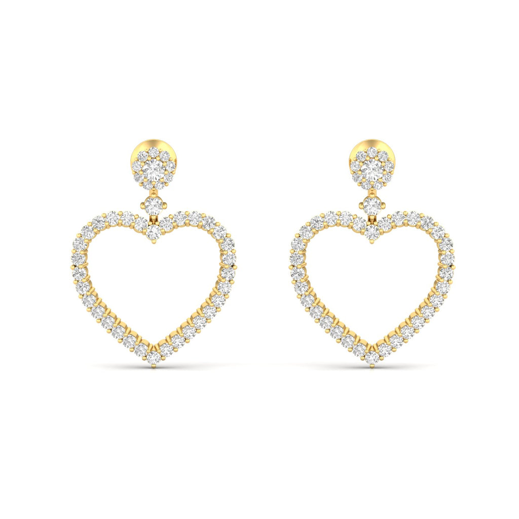 0.85ct Twin Heart Earrings Yellow Gold