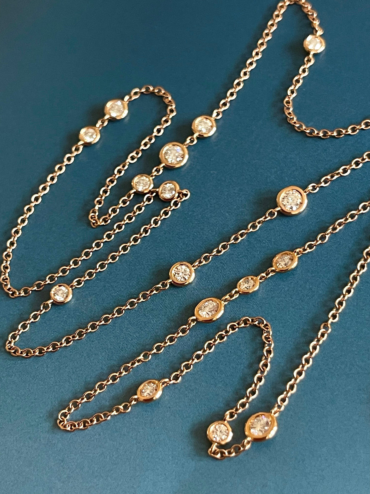 Collana di diamanti 1,85 ct in oro rosa 18 ct, catena lunga da 2 carati, al metro