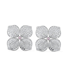 18ct white gold earrings, diamond earrings, hydrangea design, special occasion earrings, high-quality earrings, elegant earrings, durable earrings, versatile earrings, timeless earrings, exquisite earrings