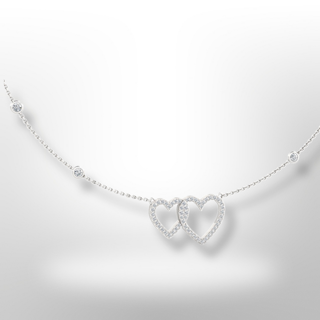  Collana a cuore in oro bianco 18 carati con diamanti