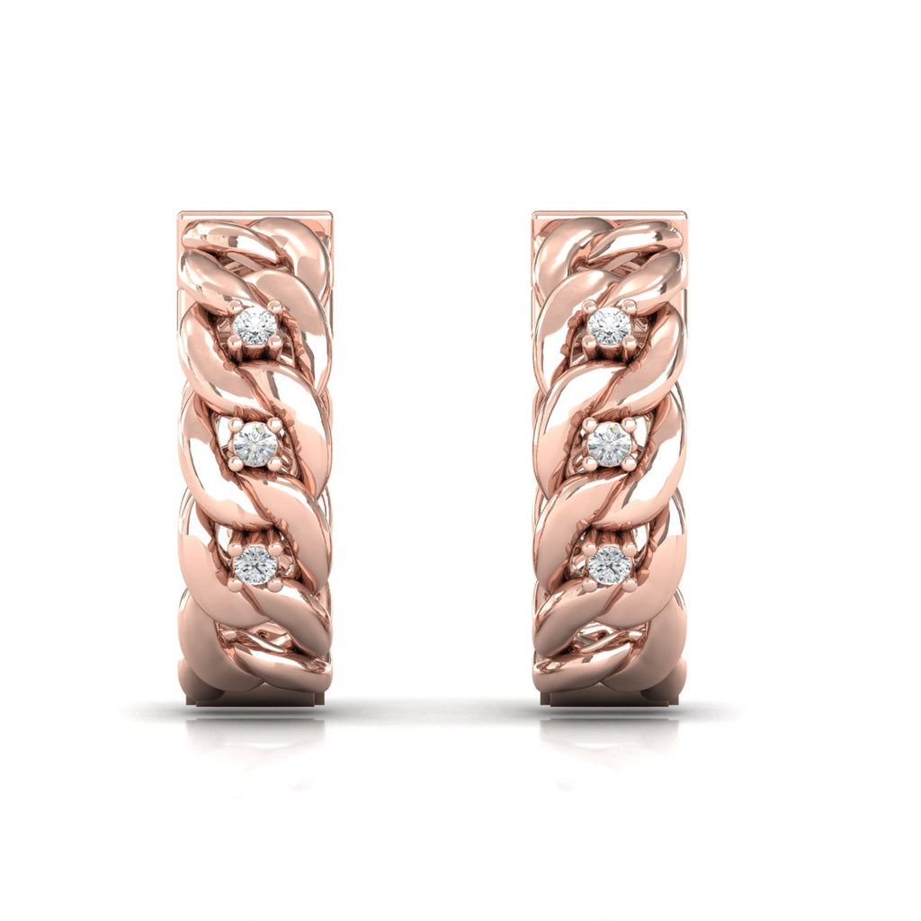 Front & Back Diamond Hoop Earrings Rose Gold