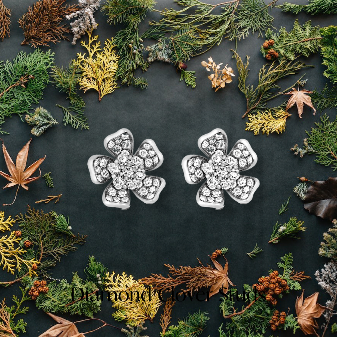 18ct white gold diamond flower studs