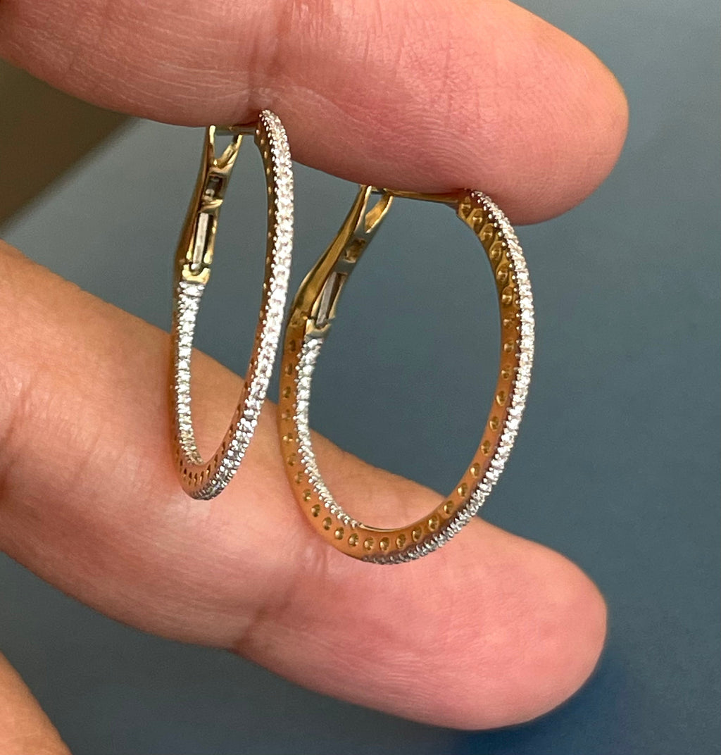  Orecchini con diamanti da 0,50 ct, cerchi in oro giallo 18 ct