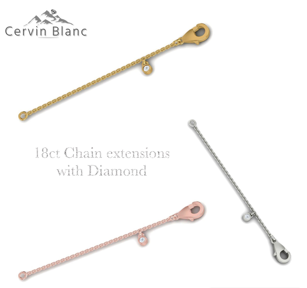 18ct Yellow Gold chain extender with Diamond