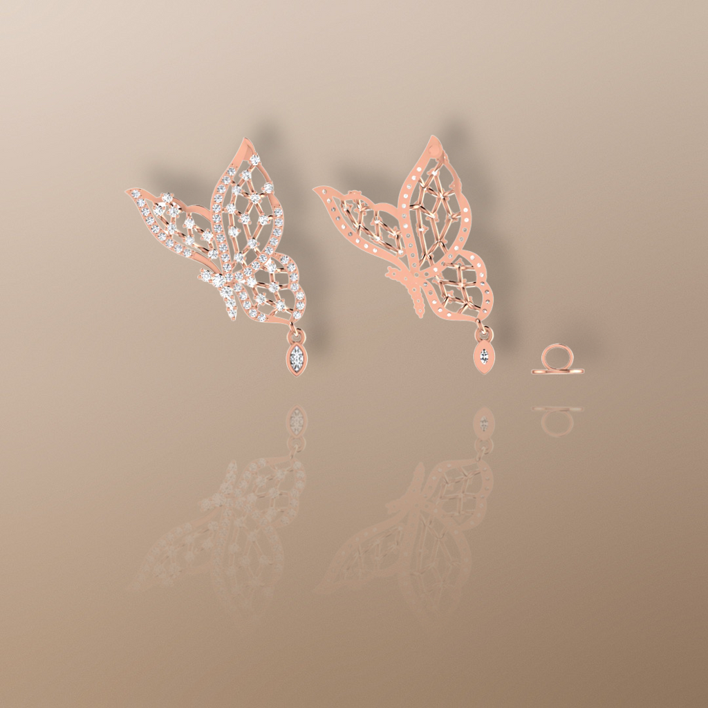 Butterfly Diamond Earrings 18ct Gold Half Carat