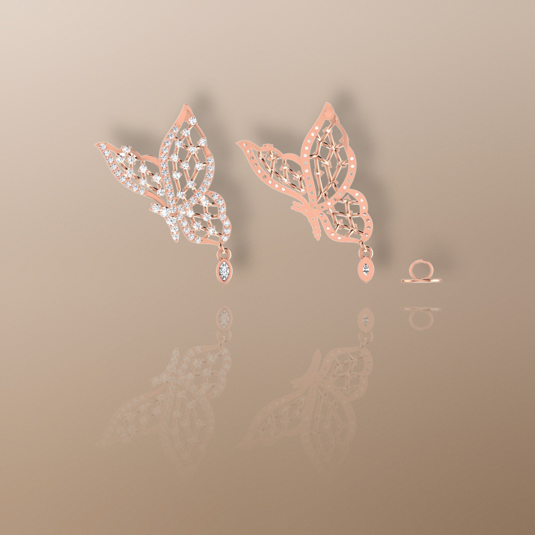 Butterfly Diamond Earrings 18ct Gold Half Carat
