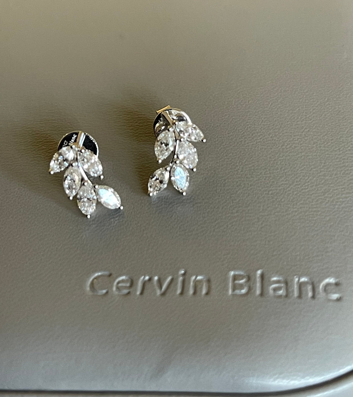 Marquise Leaf Diamond Stud Earrings