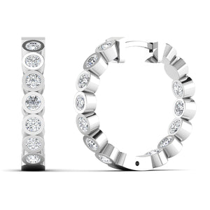 18ct white gold, inside out diamond hoop earrings, 1.20ct, sparkling diamonds