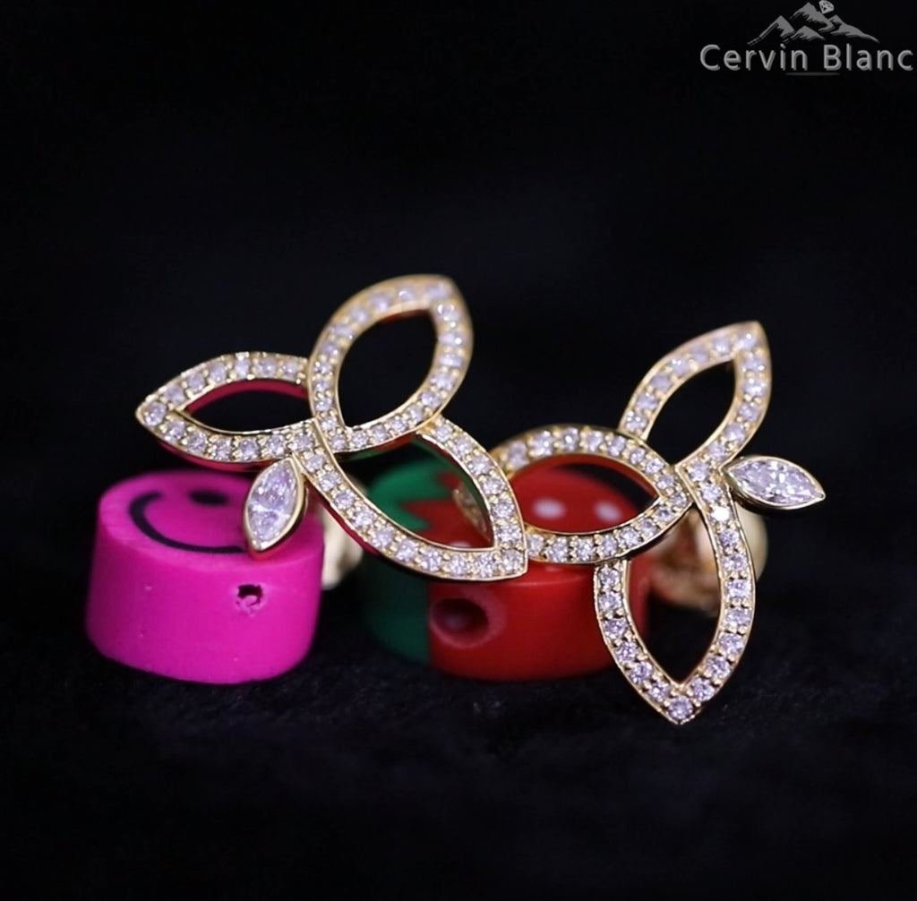 Luxury 18ct gold lotus earrings in yellow gold
