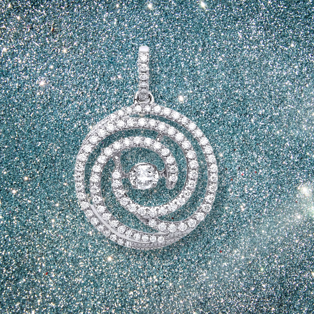 18ct White Gold 0.60ct Dancing Diamond Drop Pendant
