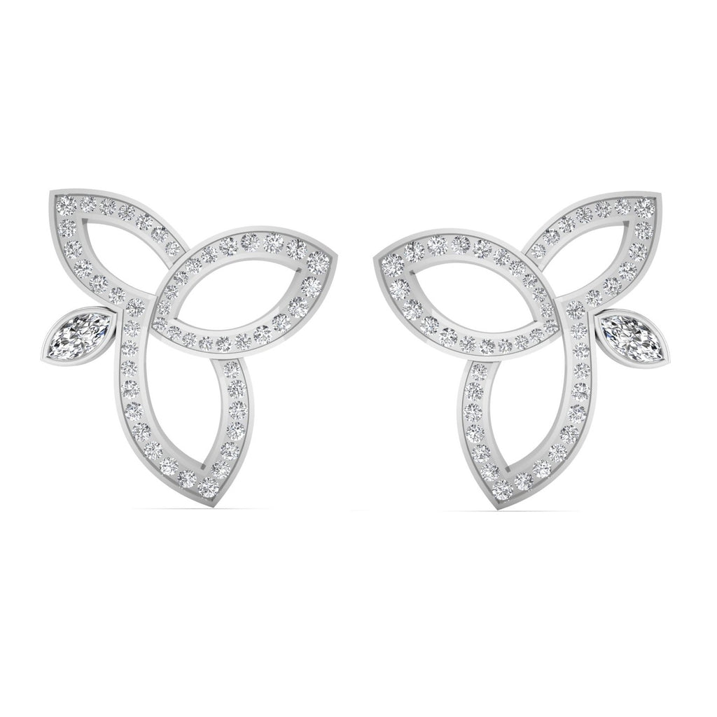  Oro bianco 18 carati, orecchini con diamanti, fiore di loto, 0,60 carati, gioielli, occasioni speciali, regalo