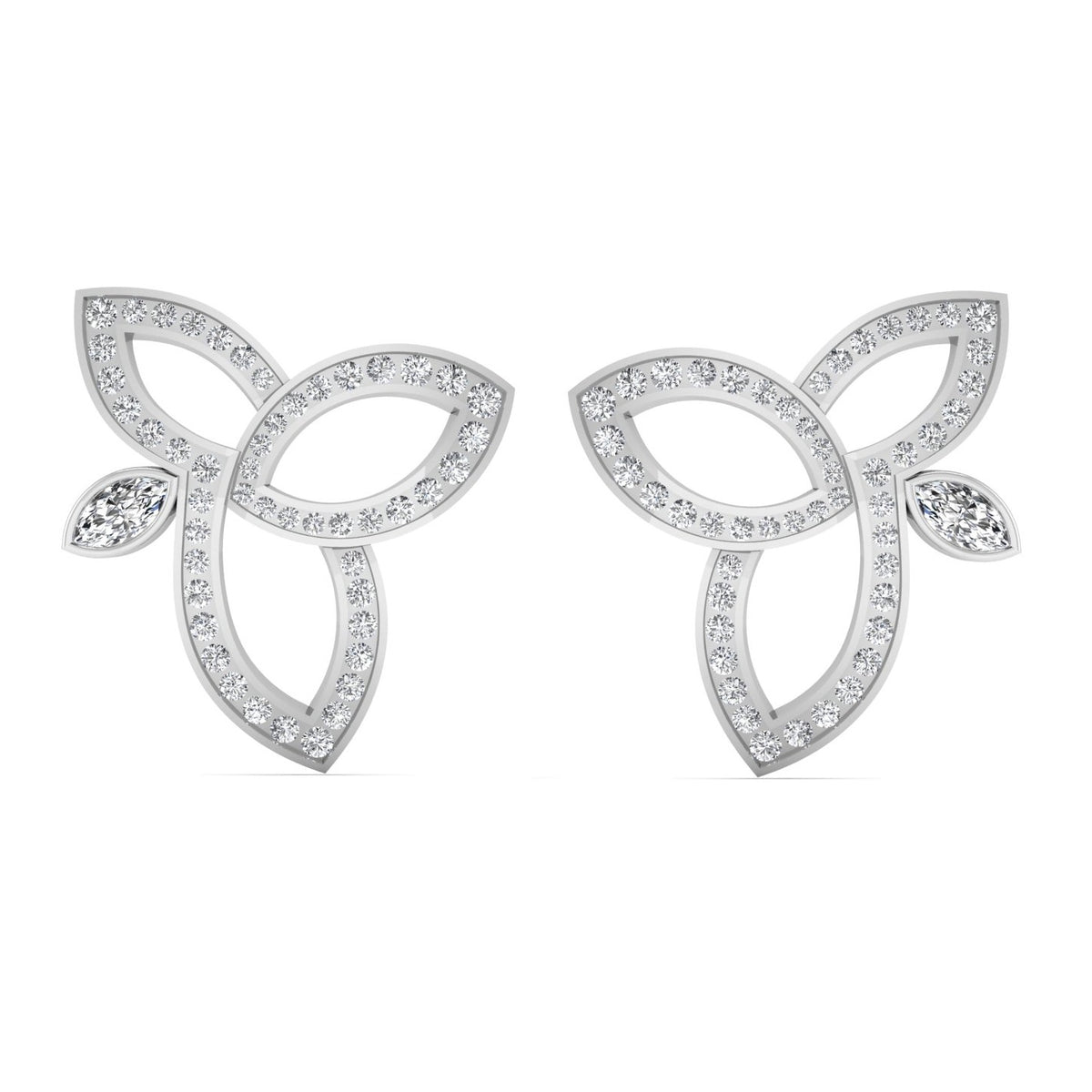 0.56ct Lotus diamond earrings in white gold