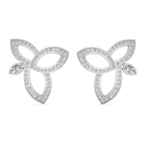 0.56ct Lotus diamond earrings in white gold