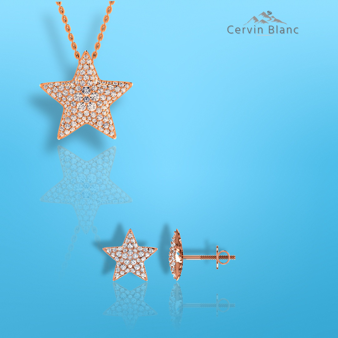 18ct Rose Gold Diamond Star Necklace
