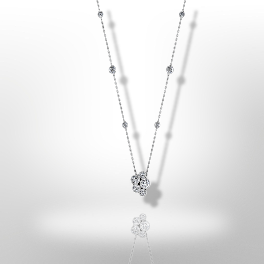 Collier bulle en or blanc 18 carats et diamants (1,25 carat)