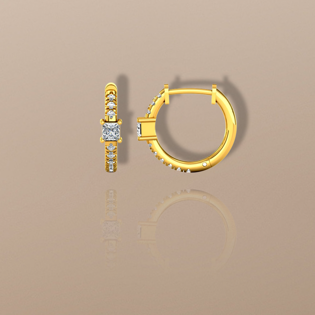  Orecchini a cerchio con diamanti da 0,40 ct in oro giallo
