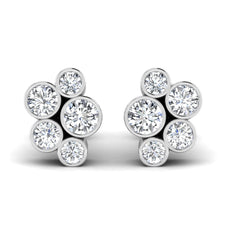 18ct White Gold Diamond Bubble Earrings 1ct