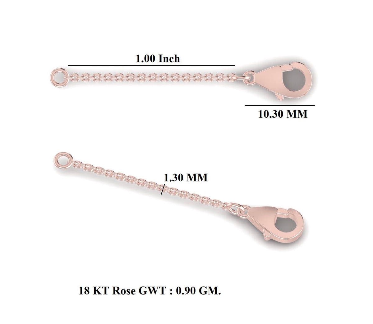 18ct Rose Gold chain extender 1 inch