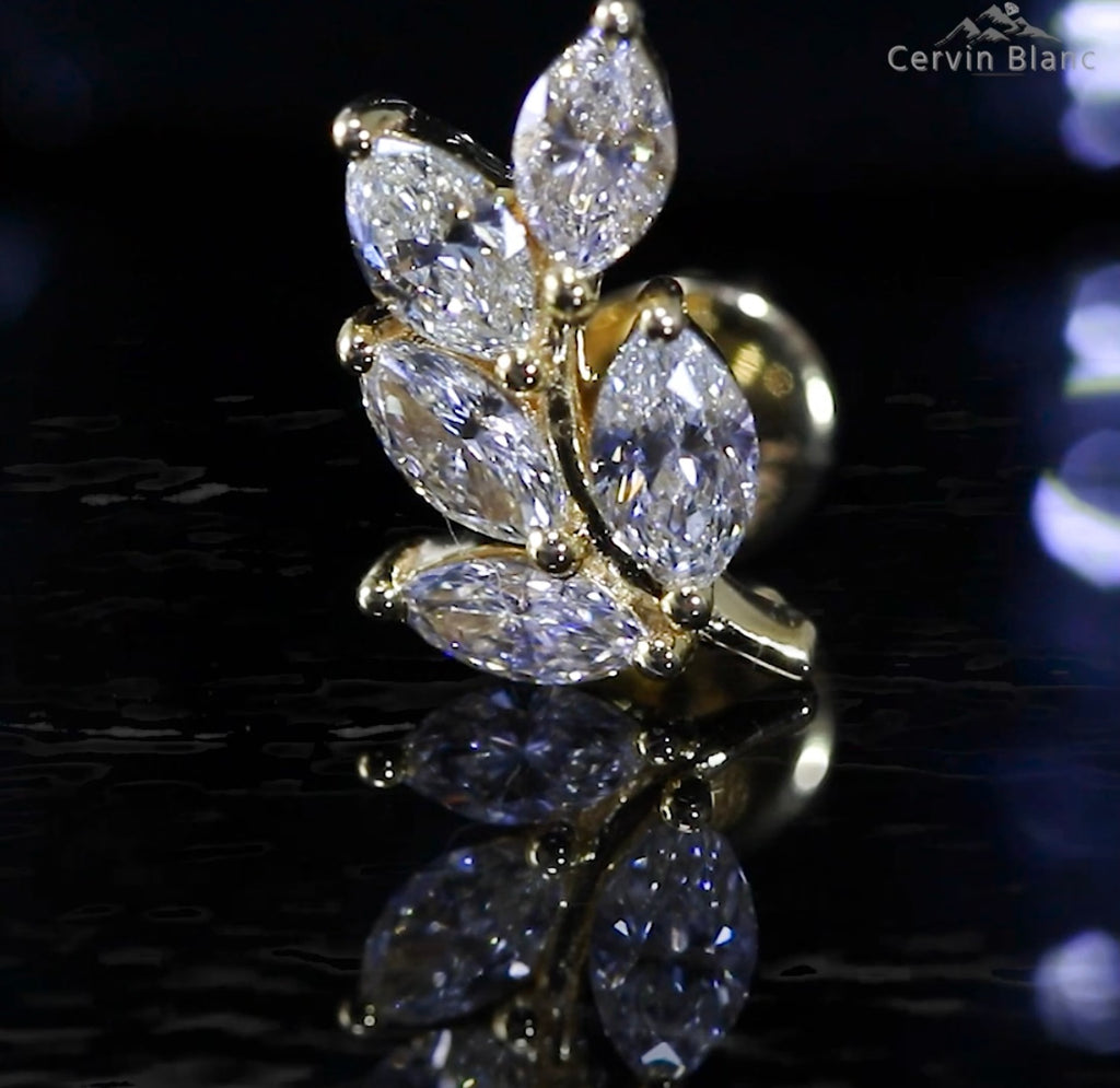 Luxurious gold diamond leaf earrings sparkle