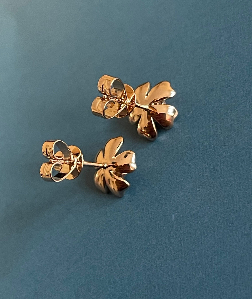 Diamond Earrings Clover Flower Studs in 18ct Rose Gold