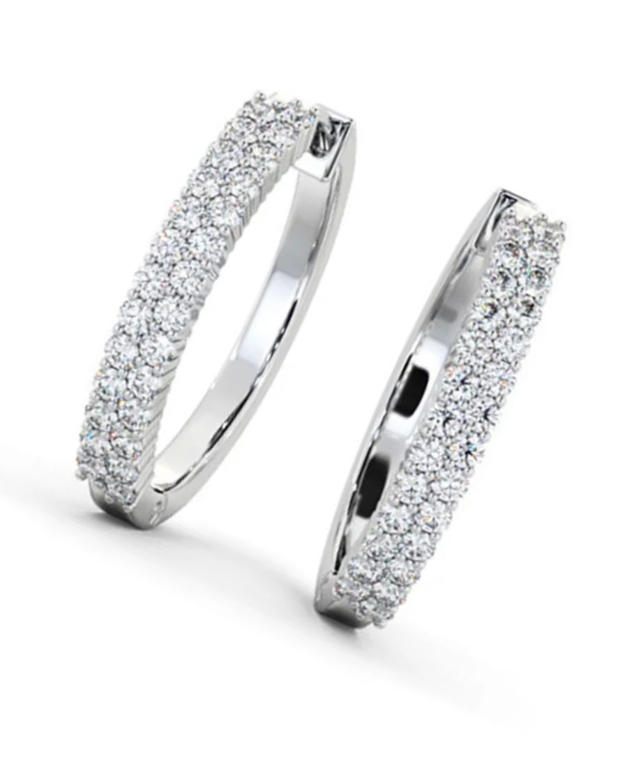 1ct diamond hoop earrings in 18ct white gold