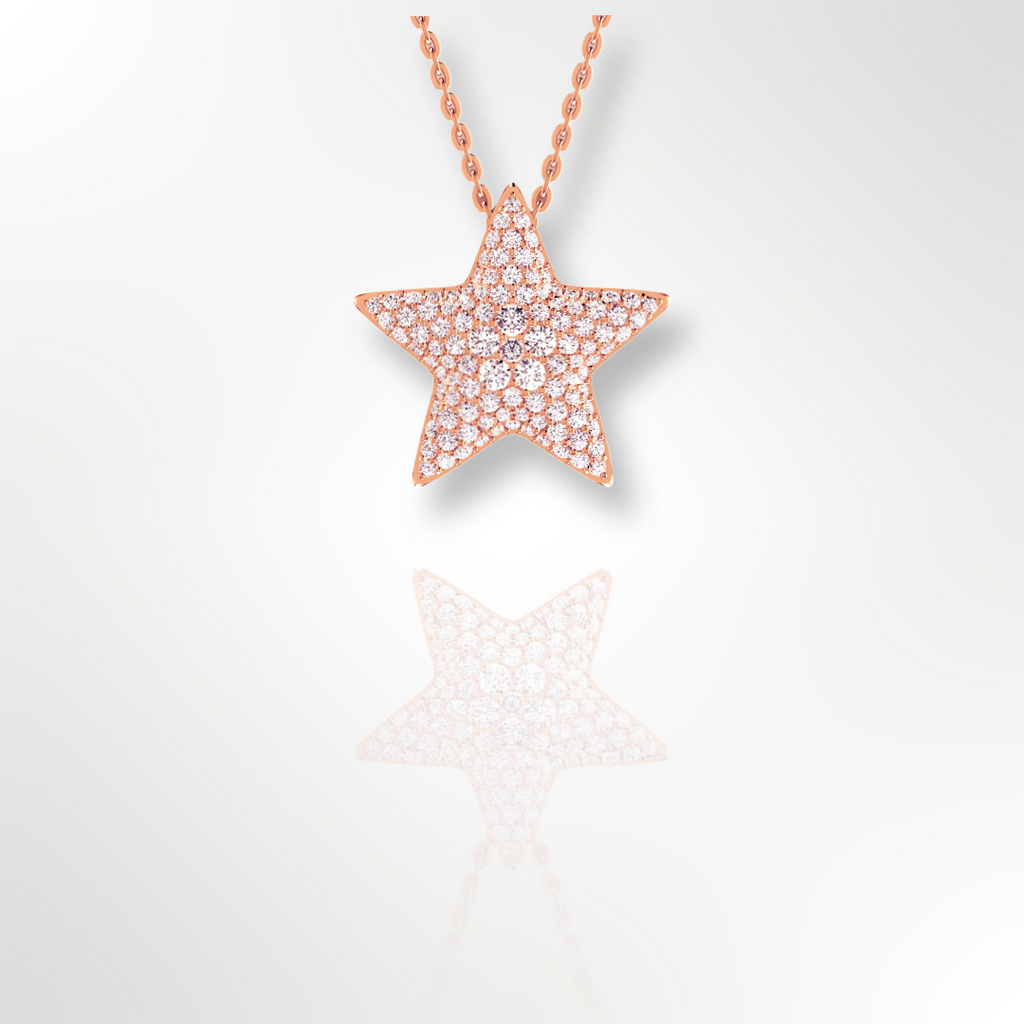 Collier étoile en or rose 18 carats et diamants