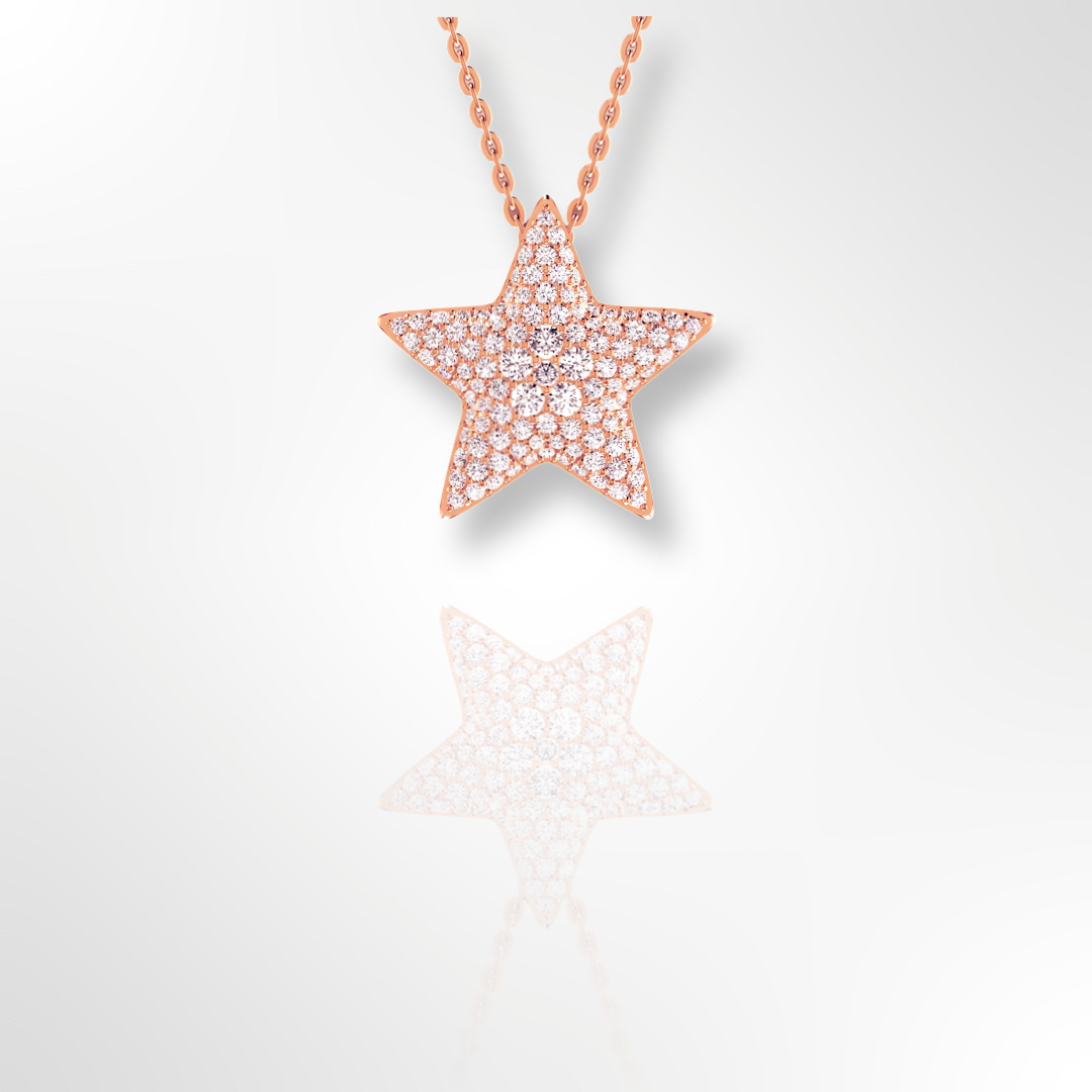 18ct Rose Gold Diamond Star Necklace