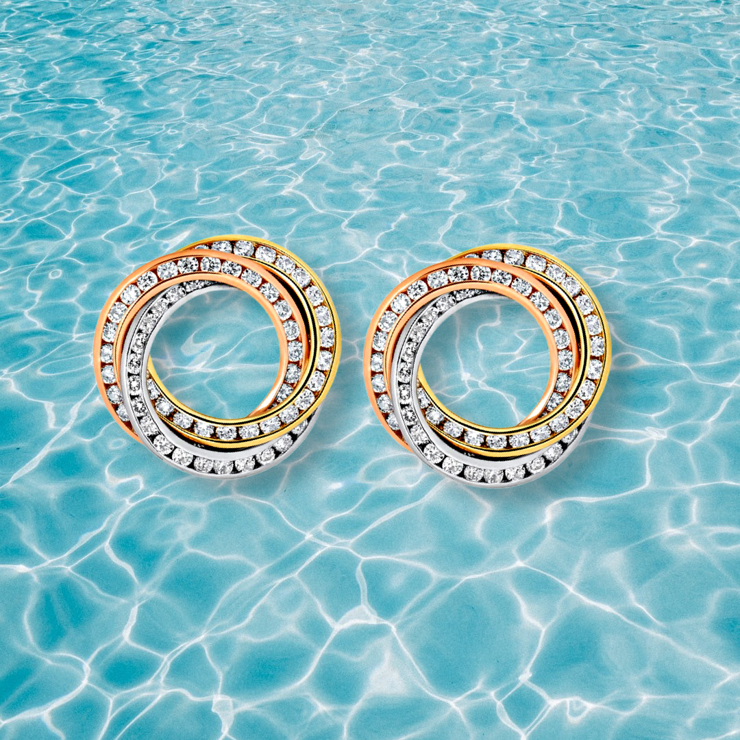 Luxury 18ct gold diamond circle studs