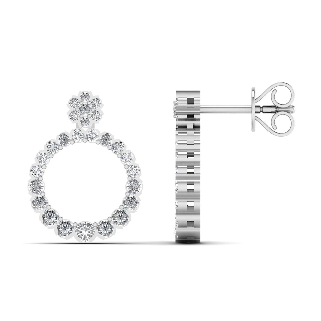 Boucles d'oreilles rondes en or blanc avec diamant de 1 carat