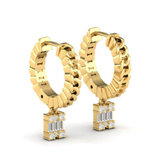 18ct Yellow Gold Chain Diamond Earrings drop hoop