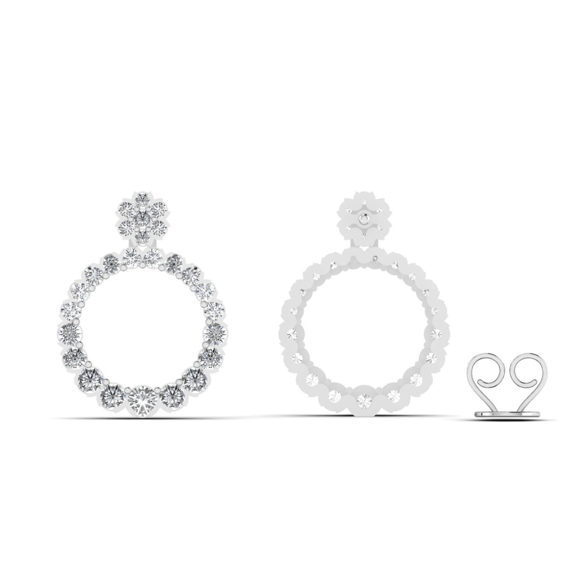 Boucles d'oreilles rondes en or blanc avec diamant de 1 carat