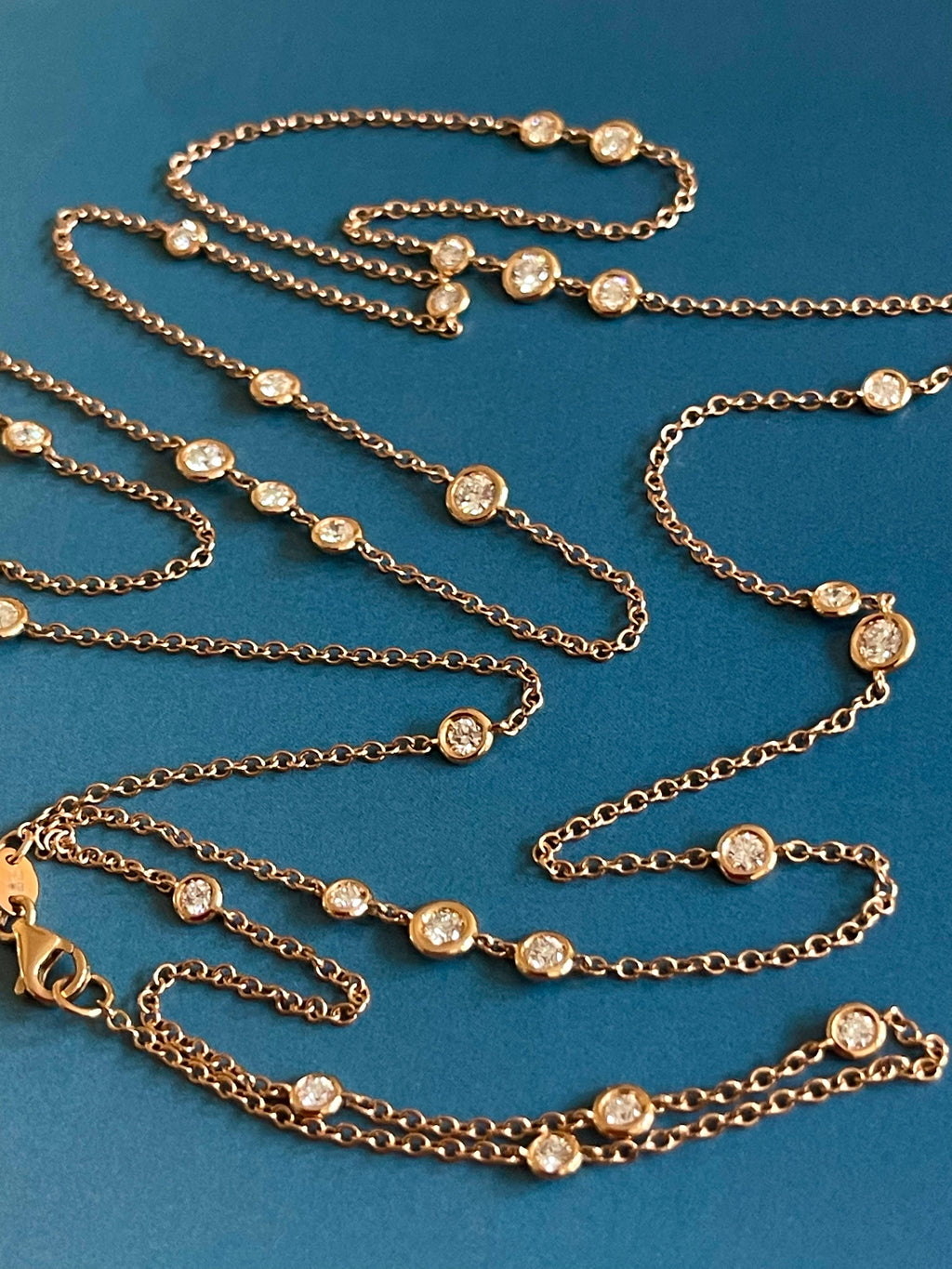 Collana di diamanti 1,85 ct in oro rosa 18 ct, catena lunga da 2 carati, al metro