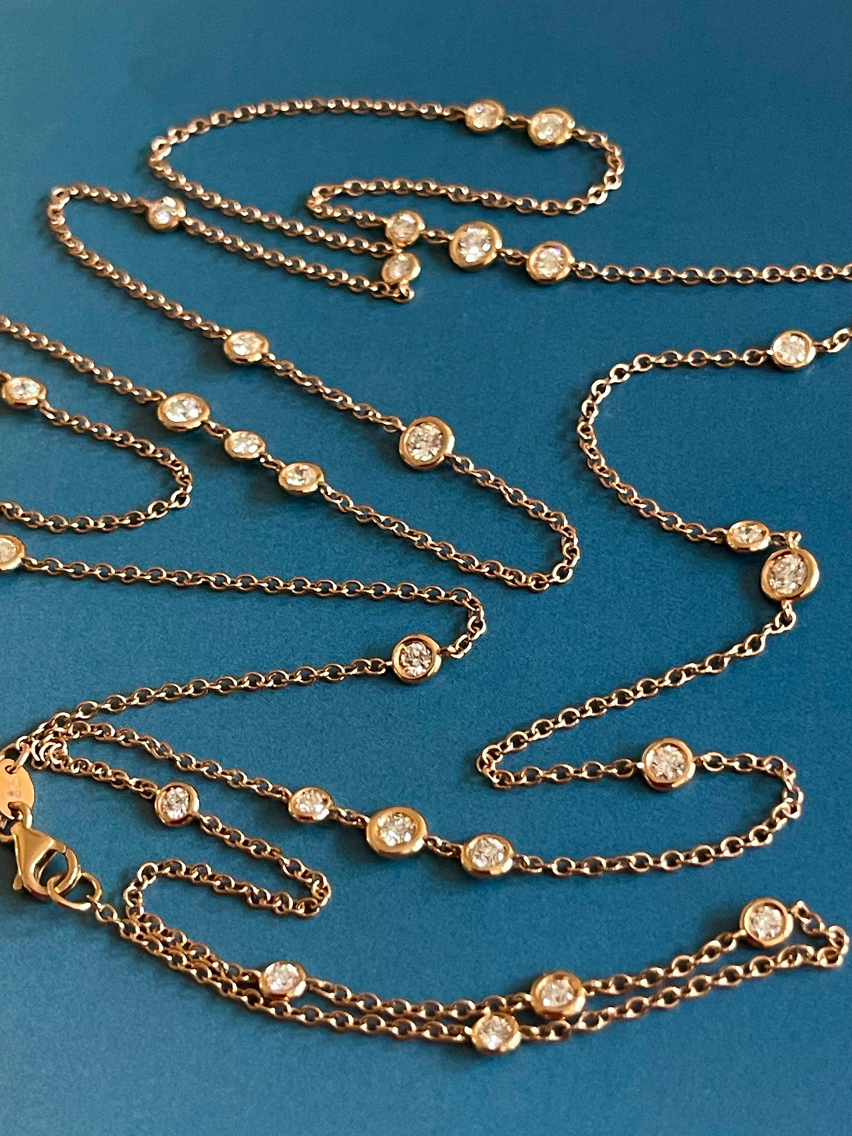 Collana di diamanti 1,85 ct in oro rosa 18 ct, catena lunga da 2 carati, al metro