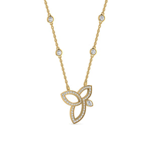 18ct Yellow gold diamond Lotus flower necklace 0.75ct
