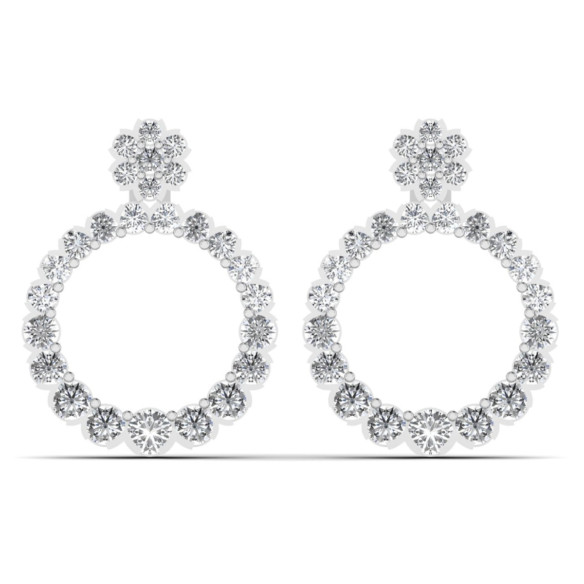 18ct white gold earrings, diamond circle earrings, 1ct diamond earrings, luxury earrings, elegant jewelry, white gold diamond earrings
