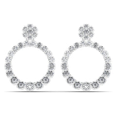 18ct White Gold Diamond Circle Earrings 1ct