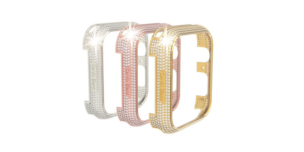 Silver Gold vermeil paved diamond smart watch case