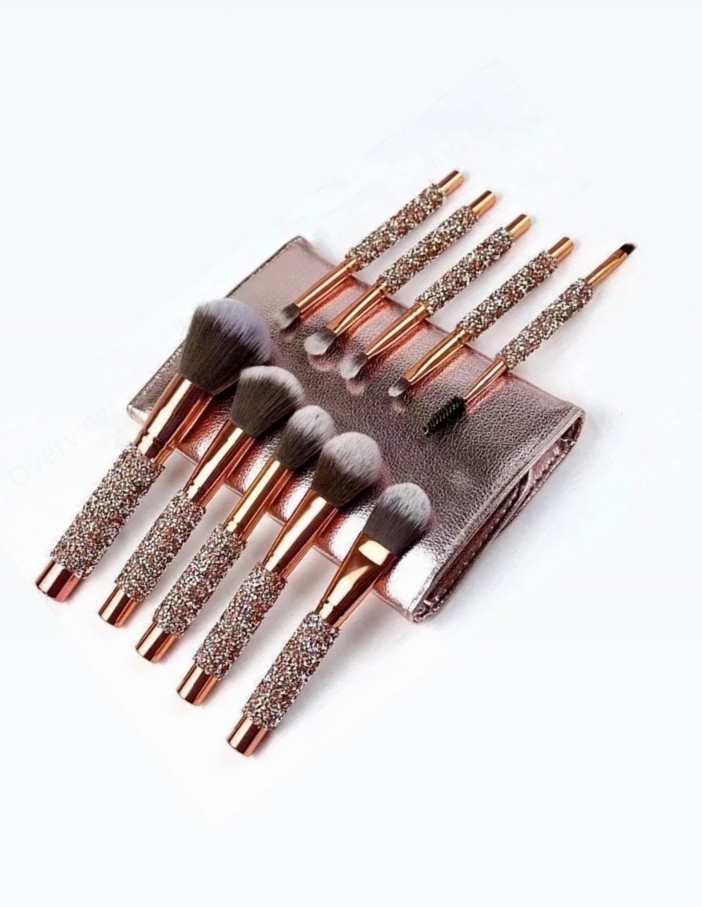 Ensemble de pinceaux de maquillage Diamond Girl incrustés de cristaux avec pochette