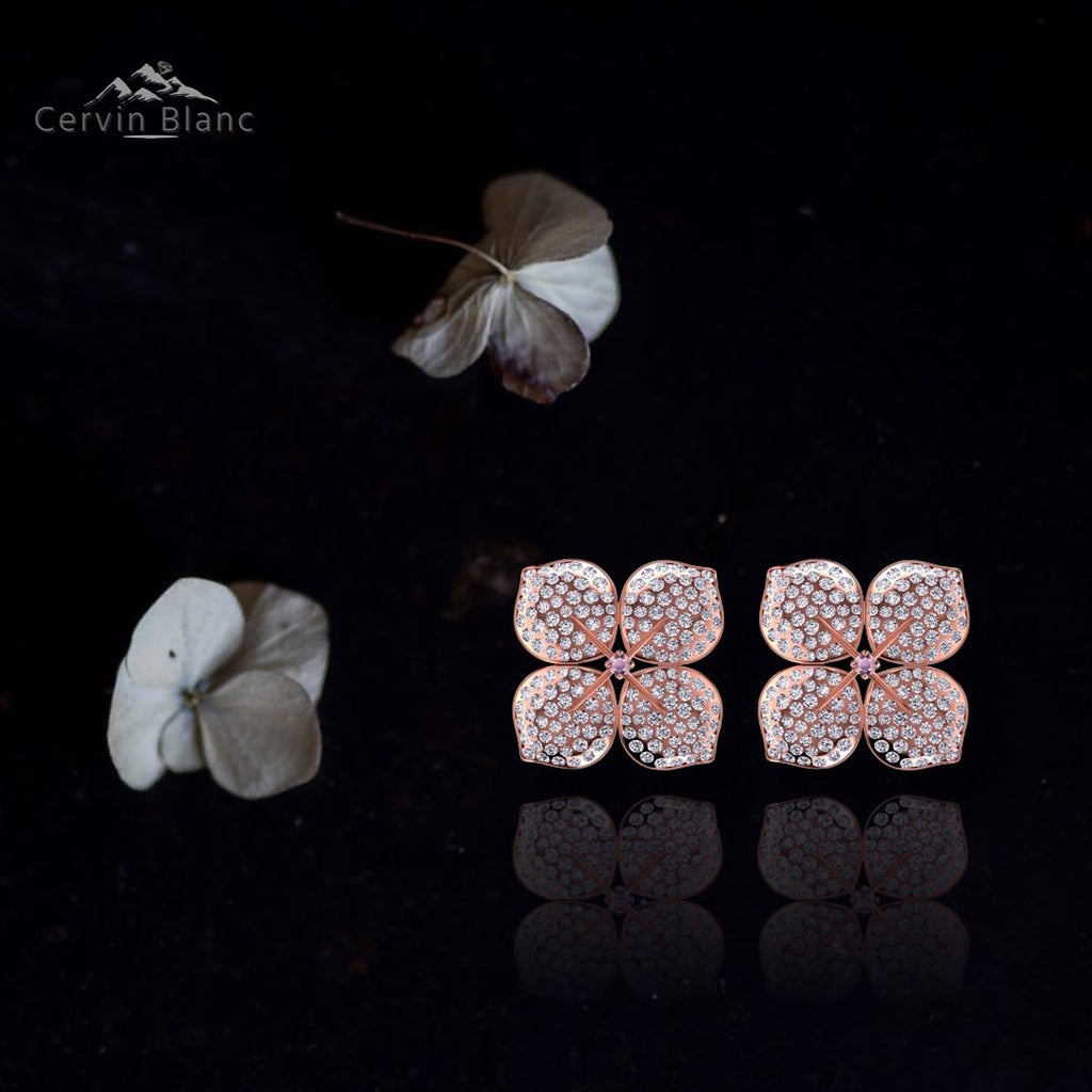 Elegant 1.60ct diamond rose gold earrings