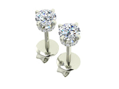 18ct Gold solitaire Diamond 1ct earrings with hidden halo G SI