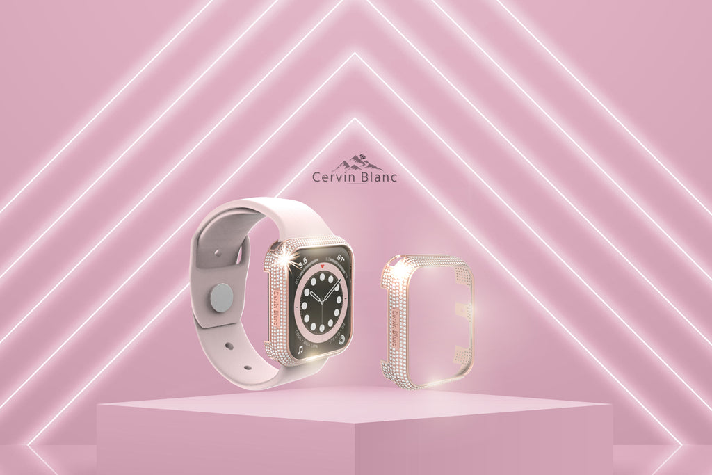Silver Gold vermeil paved diamond smart watch case